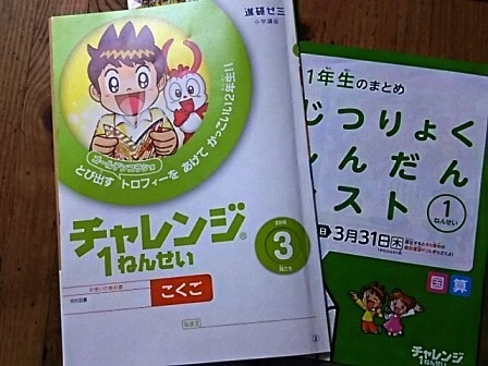 今月のチャレンジ１年生と新しく届いたチャレンジ２年生: 子供と私の